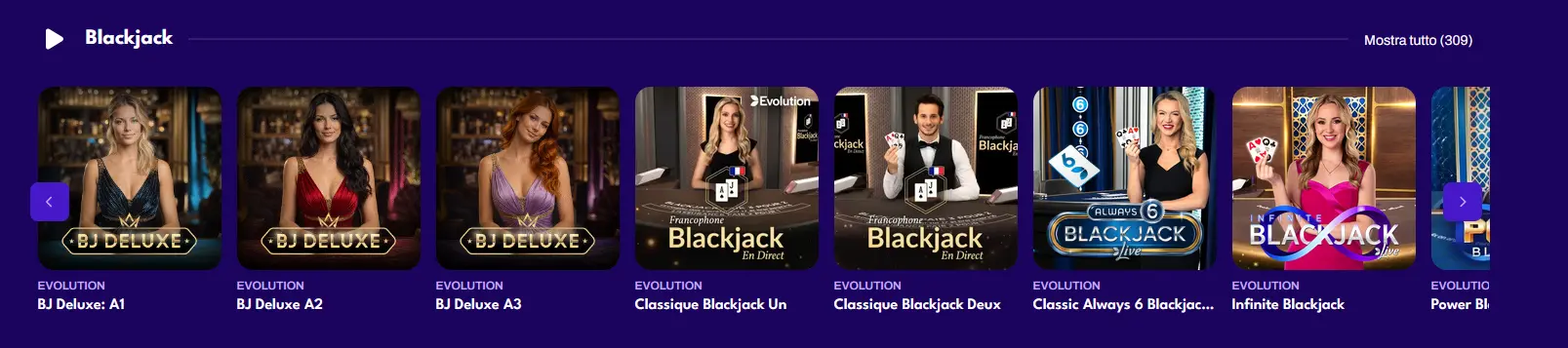 Tavolo di blackjack live con croupier su 247Vibes